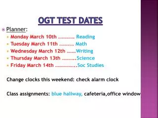 OGT test dates