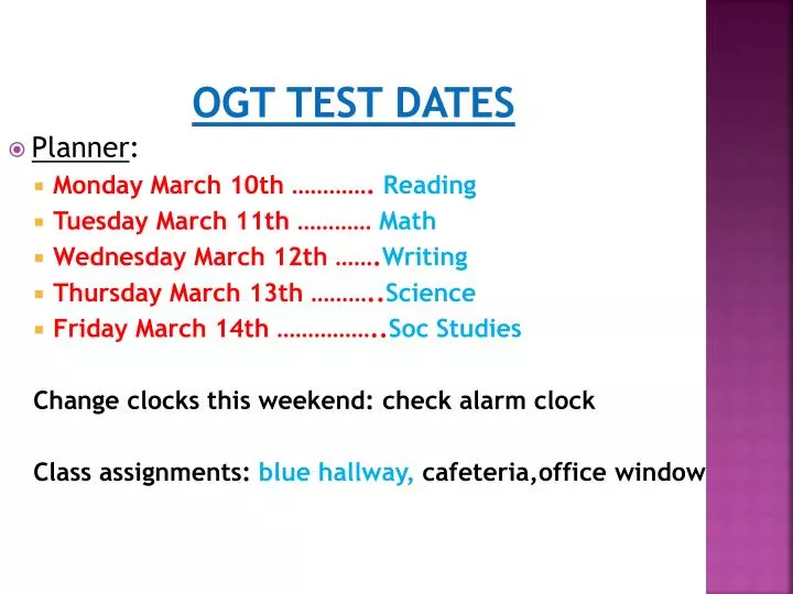ogt test dates