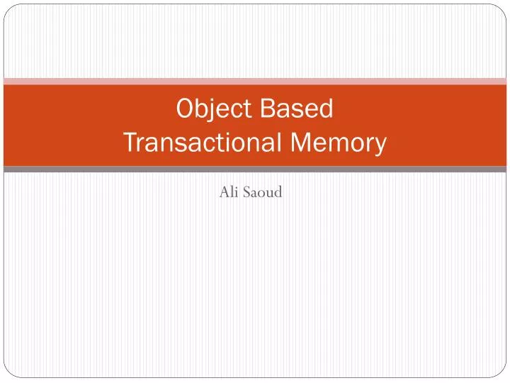 object based transactional memory