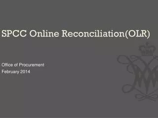 SPCC Online Reconciliation(OLR )