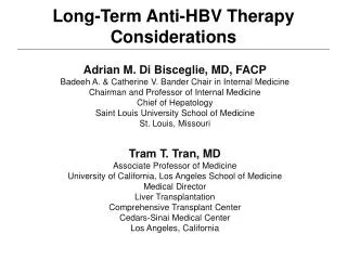 Long-Term Anti-HBV Therapy Considerations