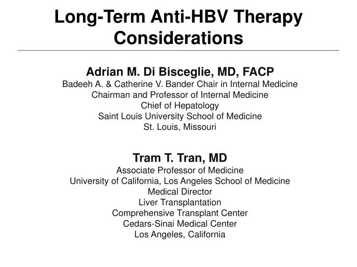 long term anti hbv therapy considerations