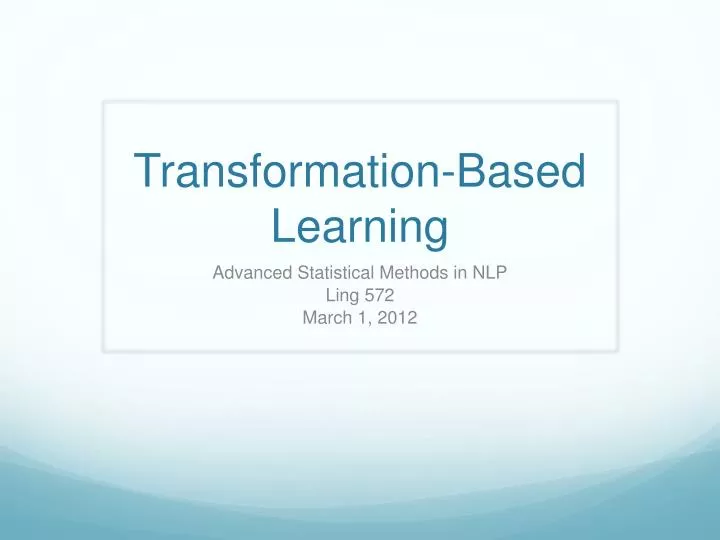 transformation based learning