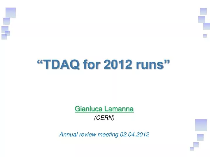 tdaq for 2012 runs