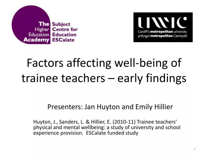 factors affecting well being of trainee teachers early findings