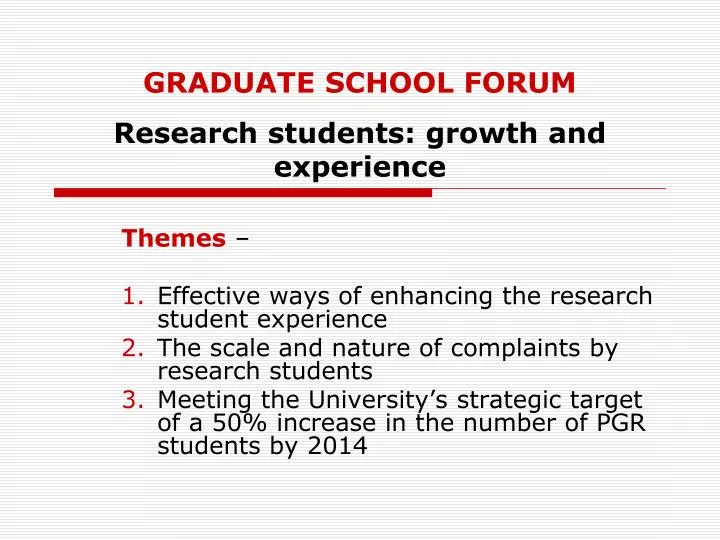 graduate school forum research students growth and experience