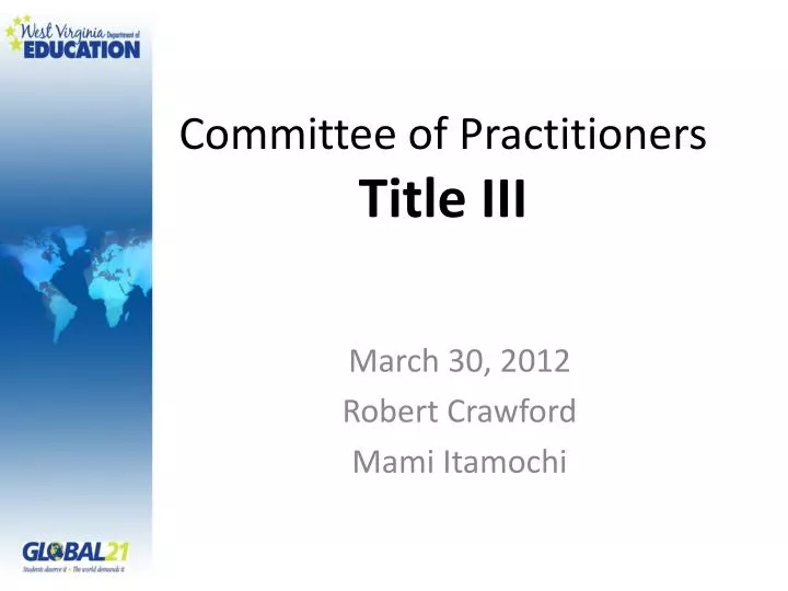 committee of practitioners title iii