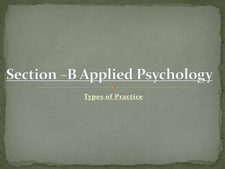 section b applied psychology