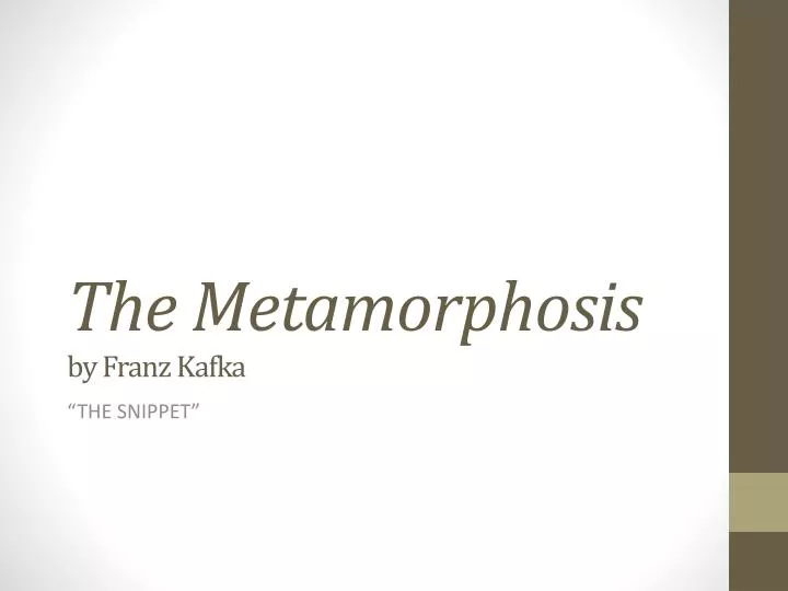 the metamorphosis by franz kafka