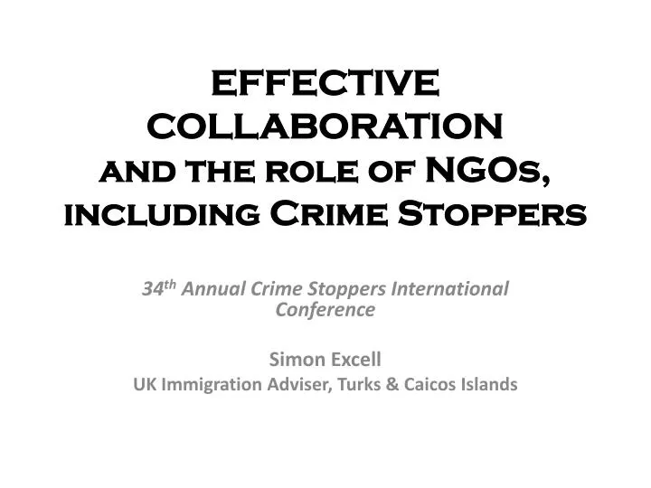 effective collaboration and the r ole of ngos including crime stoppers