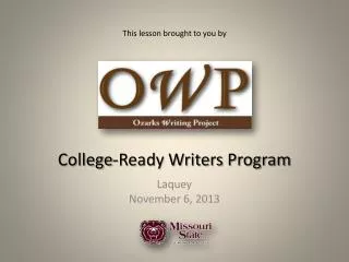 College-Ready Writers Program