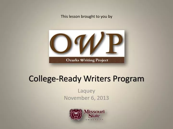 college ready writers program