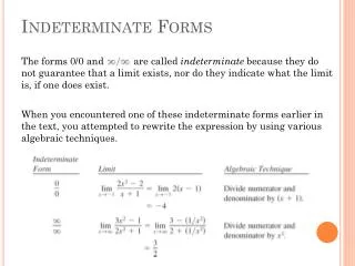indeterminate forms