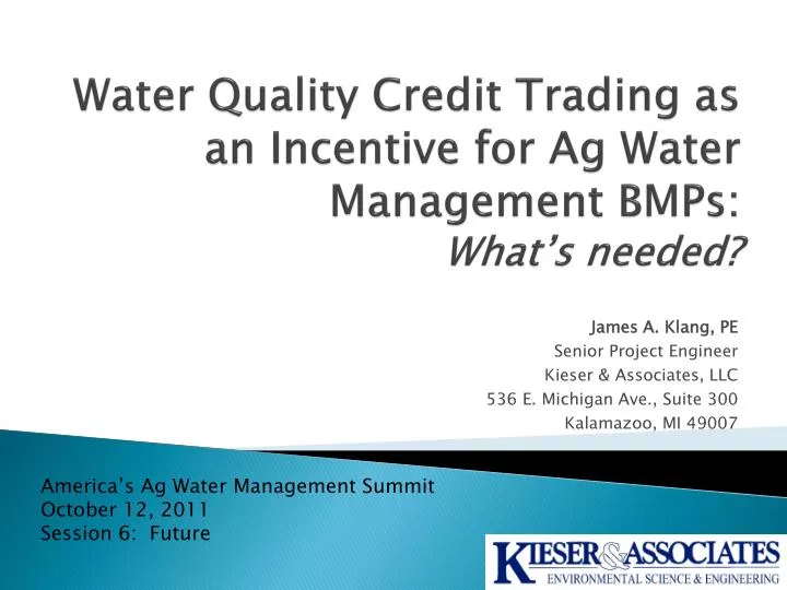 water quality credit trading as an incentive for ag water management bmps what s needed