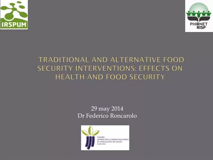 traditional and alternative food security interventions effects on health and food security