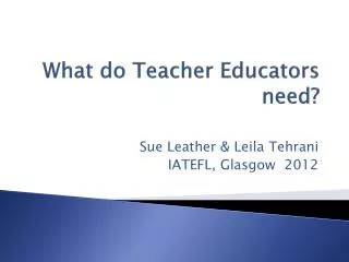 What do Teacher Educators need?