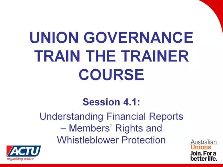 union governance train the trainer course