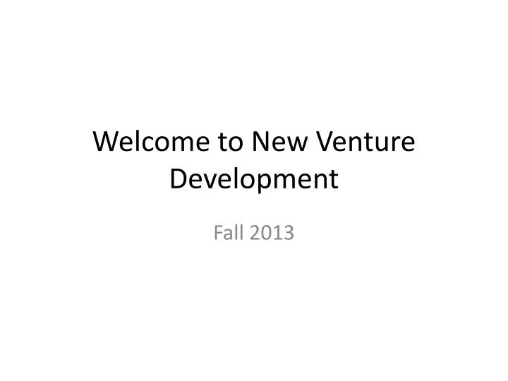 welcome to new venture development
