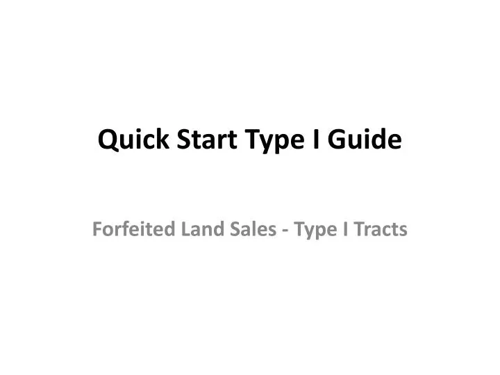 quick start type i guide