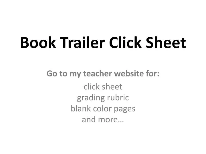 book trailer click sheet