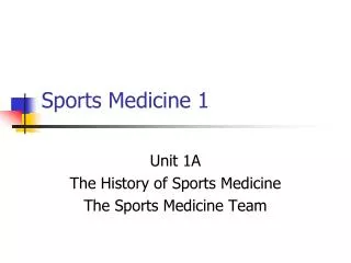 Sports Medicine 1