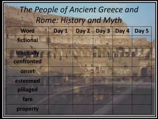 The People of Ancient Greece and Rome: History and Myth