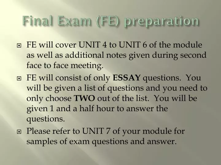 final exam fe preparation
