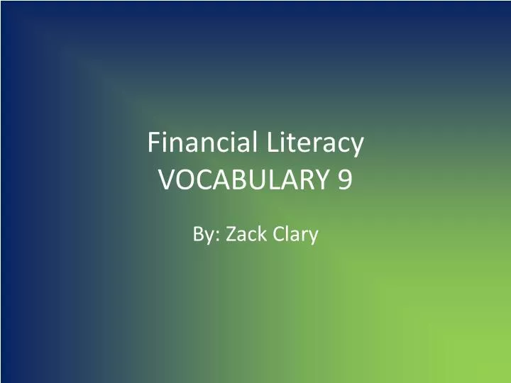 financial literacy vocabulary 9