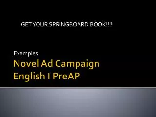 Novel Ad Campaign English I PreAP