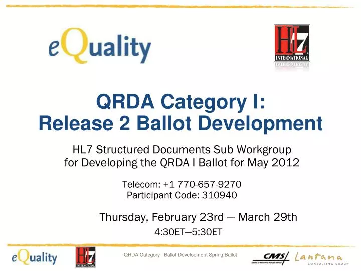 qrda category i release 2 ballot development