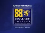 January 20th Announcements: Home Economics, Sports Fixtures, and Club Meetings - slide 1