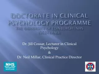 Doctorate in clinical psychology programme The university of Edinburgh /NHS (Scotland)