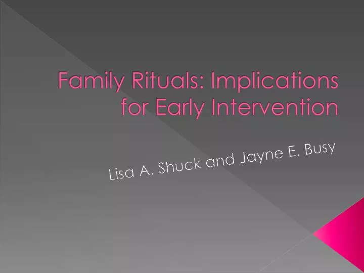 family rituals implications for early intervention