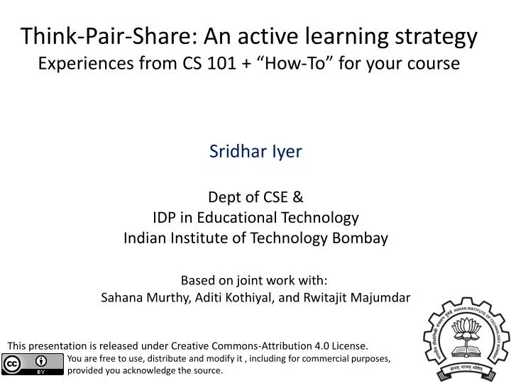think pair share an active learning strategy experiences from cs 101 how to for your course