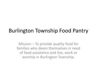 Burlington Township Food Pantry