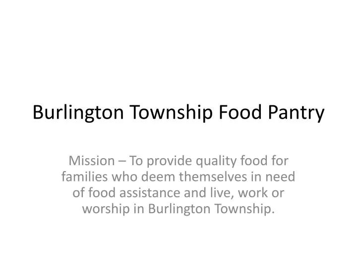 burlington township food pantry