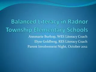 Balanced Literacy in Radnor Township Elementary Schools