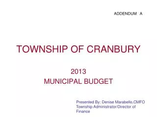TOWNSHIP OF CRANBURY