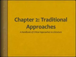 Chapter 2: Traditional Approaches