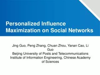 Personalized Influence Maximization on Social Networks