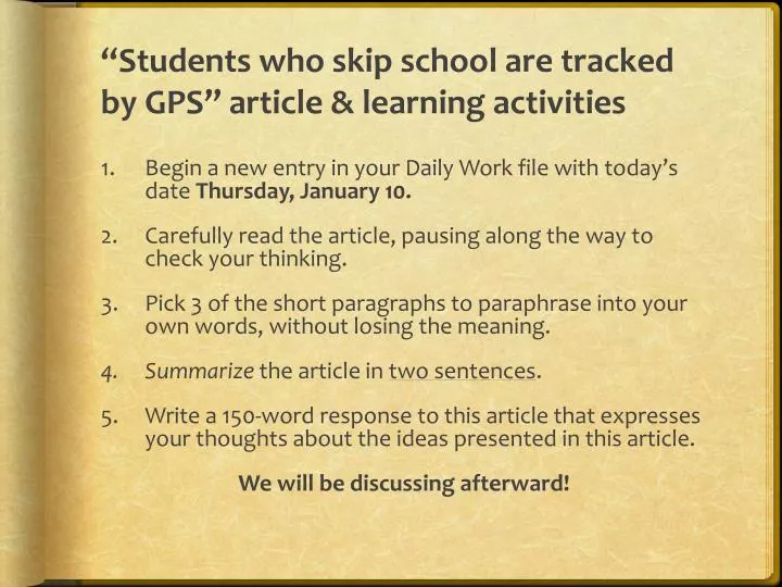students who skip school are tracked by gps article learning activities