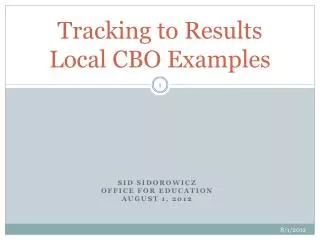 Tracking to Results Local CBO Examples
