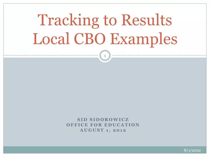 tracking to results local cbo examples
