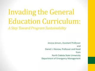 Invading the General Education Curriculum: A Step Toward Program Sustainability