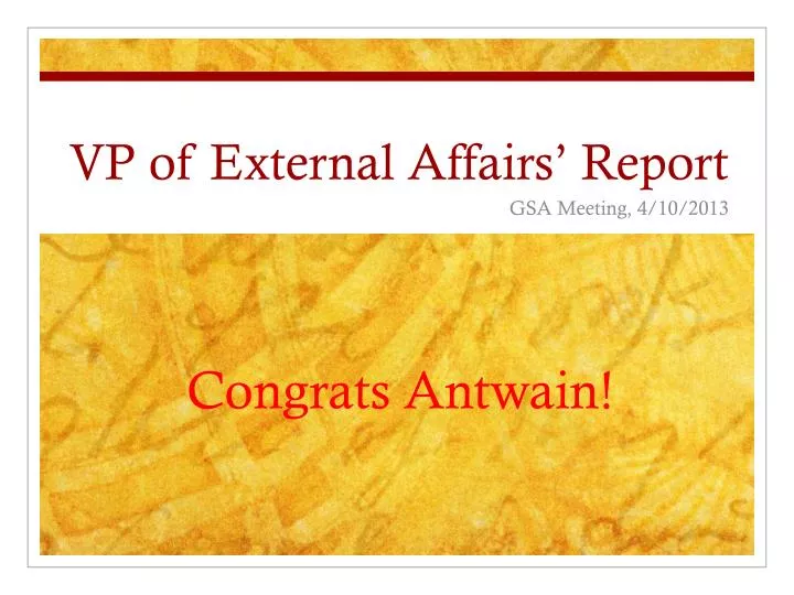 vp of external affairs report