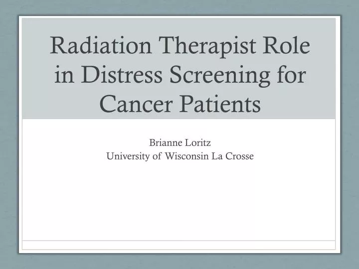 radiation therapist role in distress screening for cancer patients