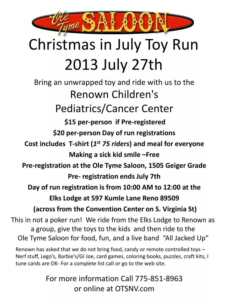 christmas in july toy run 2013 july 27th