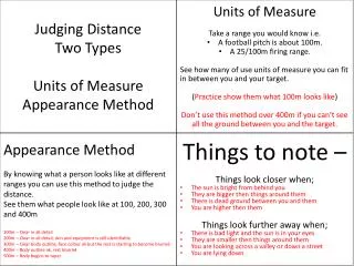 Judging Distance Two Types Units of Measure Appearance Method