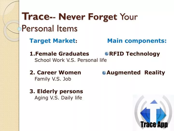 trace never forget your personal items