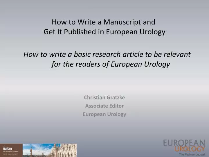 how to write a basic research article to be relevant for the readers of european urology